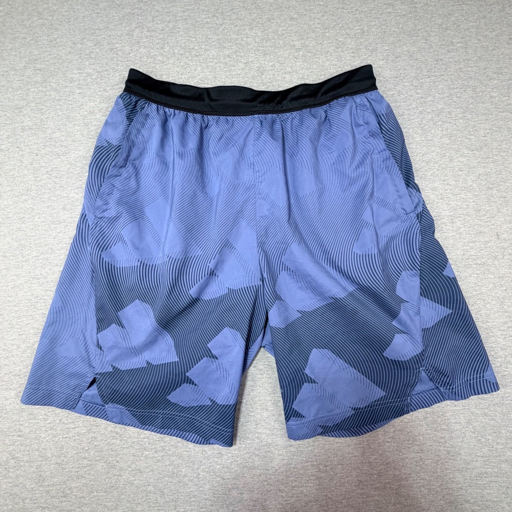 Adidas Aeroready Mens Large Blue Graphic Training Gym Athletic Shorts 8 Inseam